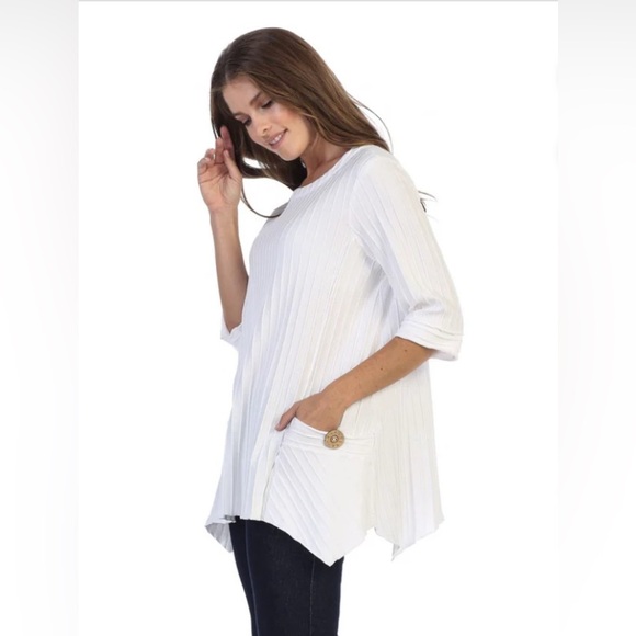 FOCUS Ribbed Patch Pocket Tunic - White - Picture 2 of 10